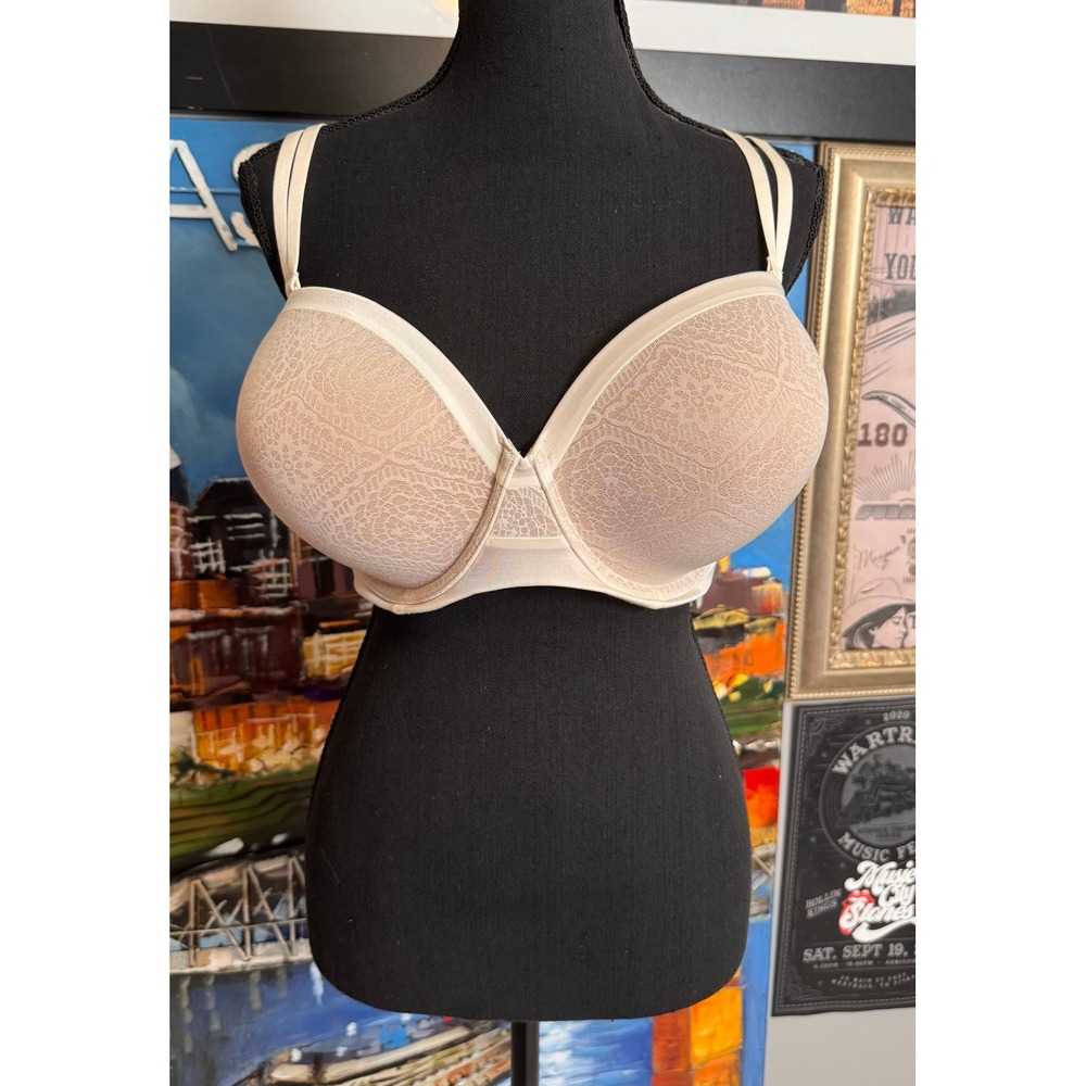 Ambrielle Multi-Way Strapless Bra 44D Pristine Ivory Lace Lightly Lined NEW